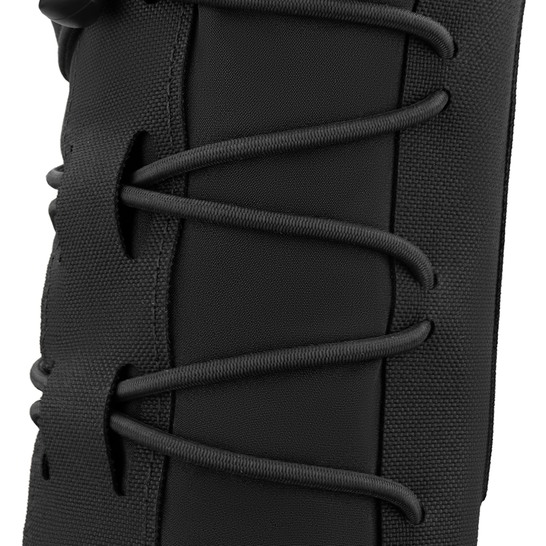 Close-up view of black laces threaded through eyelets on the Condor LACE Everything Pouch.