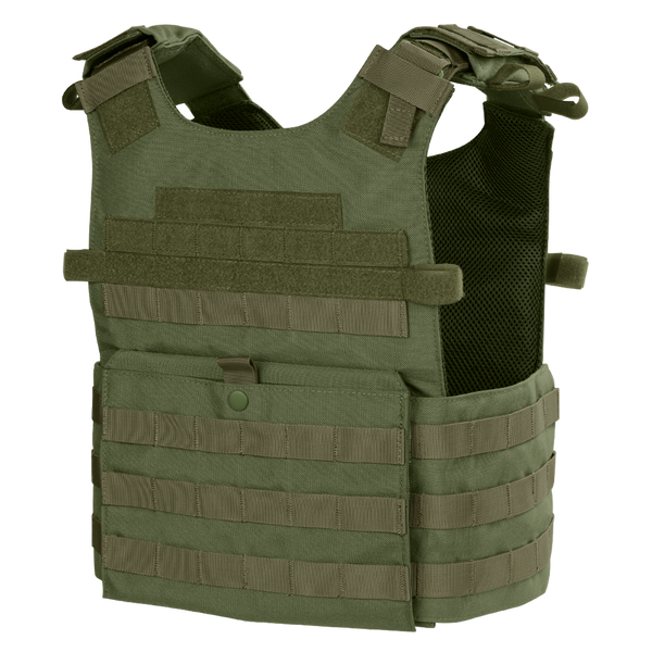 Photo isolée d'une armure militaire olive tactique gilet système molle Photo isolée d'une armure militaire olive tactique gilet système molle