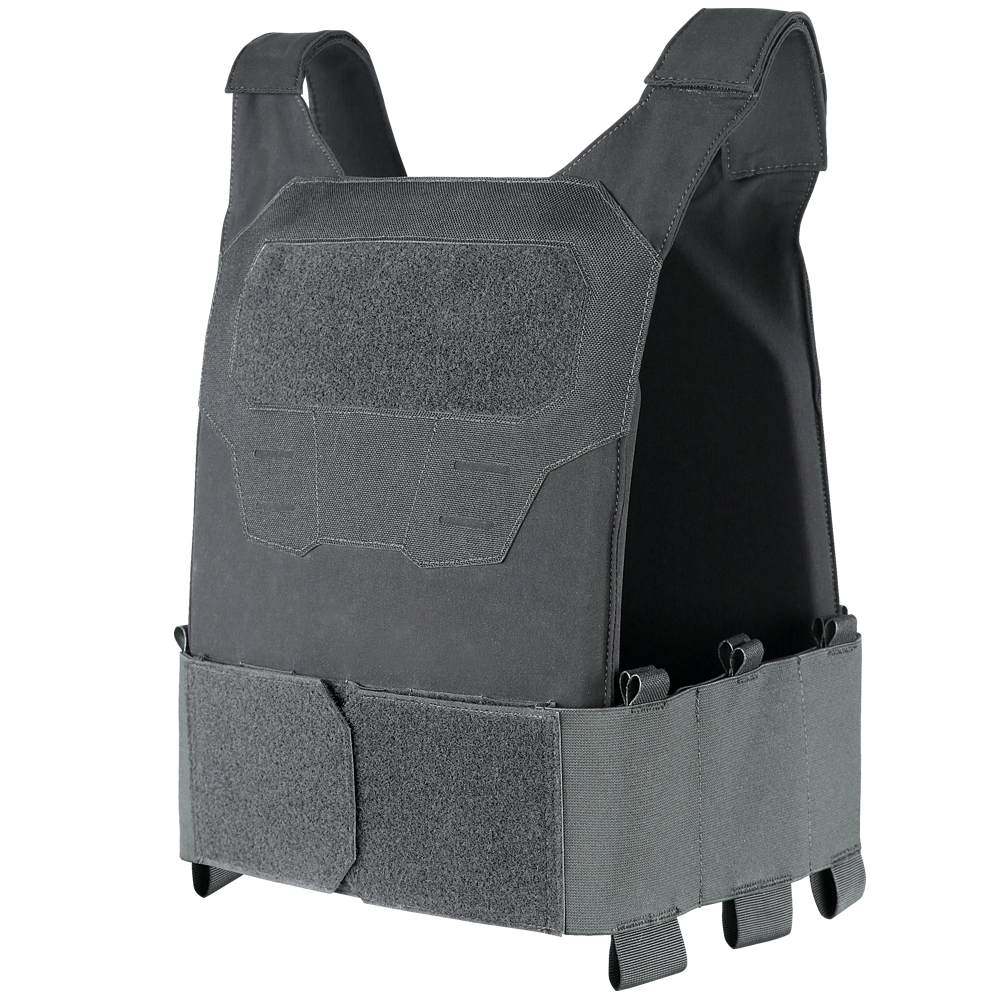 The Condor Specter Plate Carrier is a black tactical vest with front and side Velcro panels, designed to hold protective armor inserts for law enforcement or first responder use.