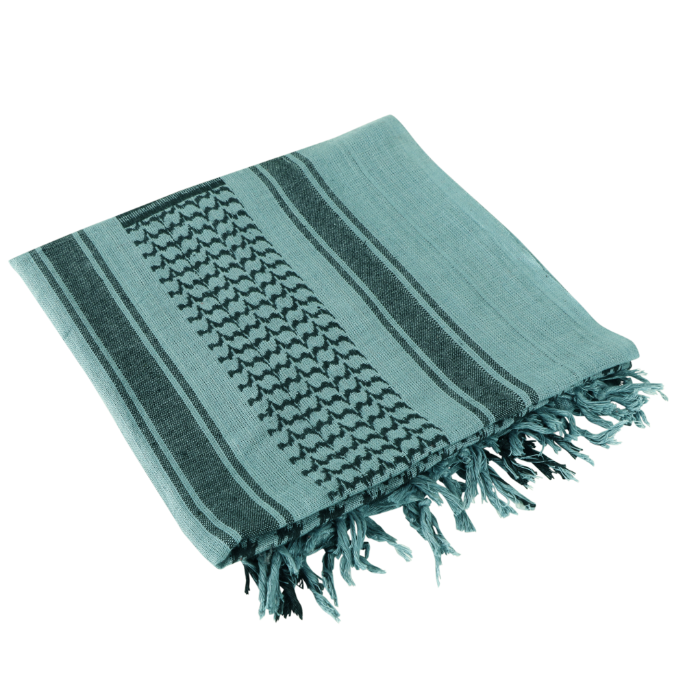 A folded Condor Shemagh in foliage & black with fringed edges, ideal as stylish headwear or an extra protective layer.