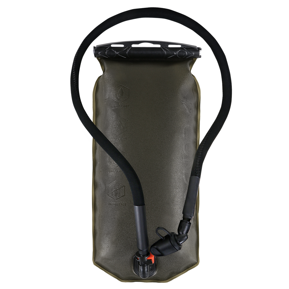 The Condor Hydration Carrier is a black bladder with a drinking hose and bite valve, designed for backpacks—ideal for military or bushcraft use.
