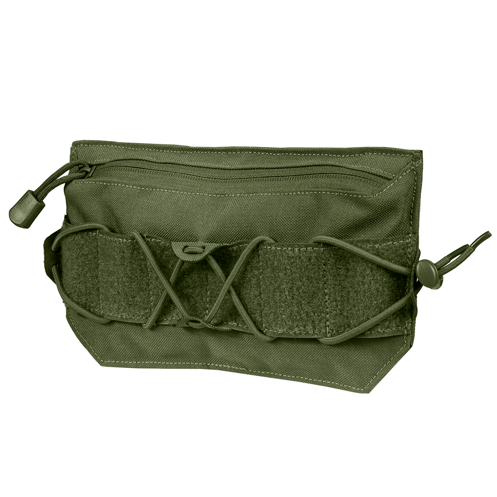 Condor VA Admin Pouch in Olive Drab, featuring a zipper, front elastic cord, and hook-and-loop panel, shown against a plain white background.