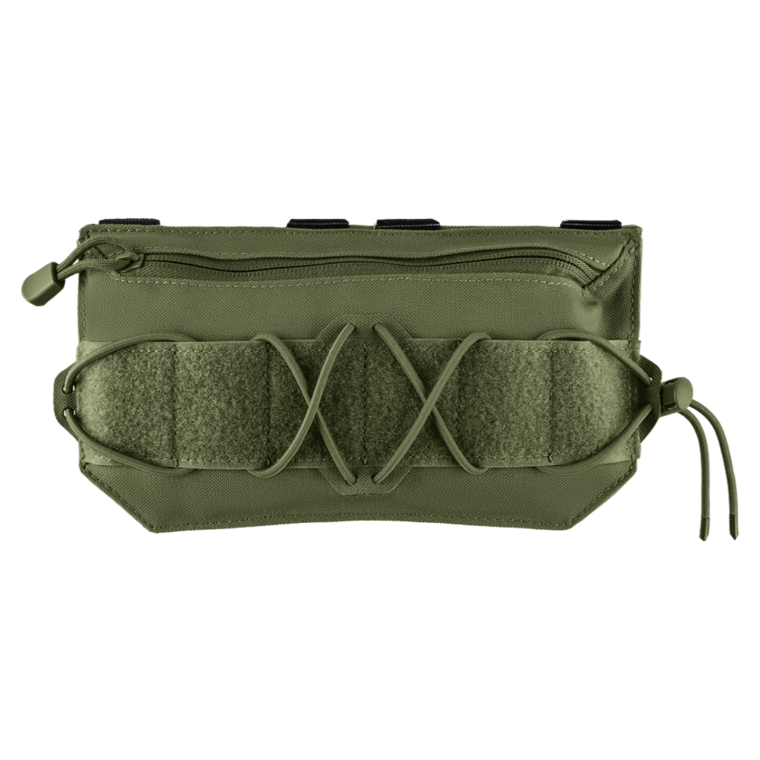 Condor VA Admin Pouch in Olive Drab, featuring a zipper, front elastic cord, and hook-and-loop panel, shown against a plain white background.