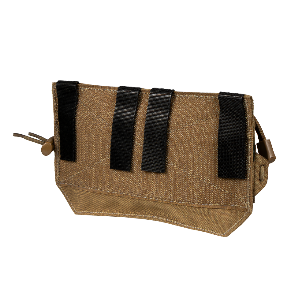 The Condor VA Admin Pouch, crafted from durable fabric in brown, features three black front straps and is displayed on a plain white background.