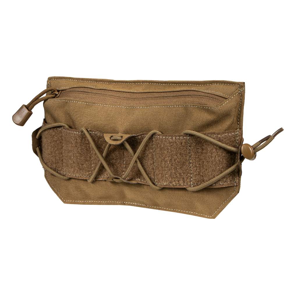 The Condor VA Admin Pouch in coyote brown features a zippered pocket, front bungee cord system, and a hook-and-loop strap on the front.