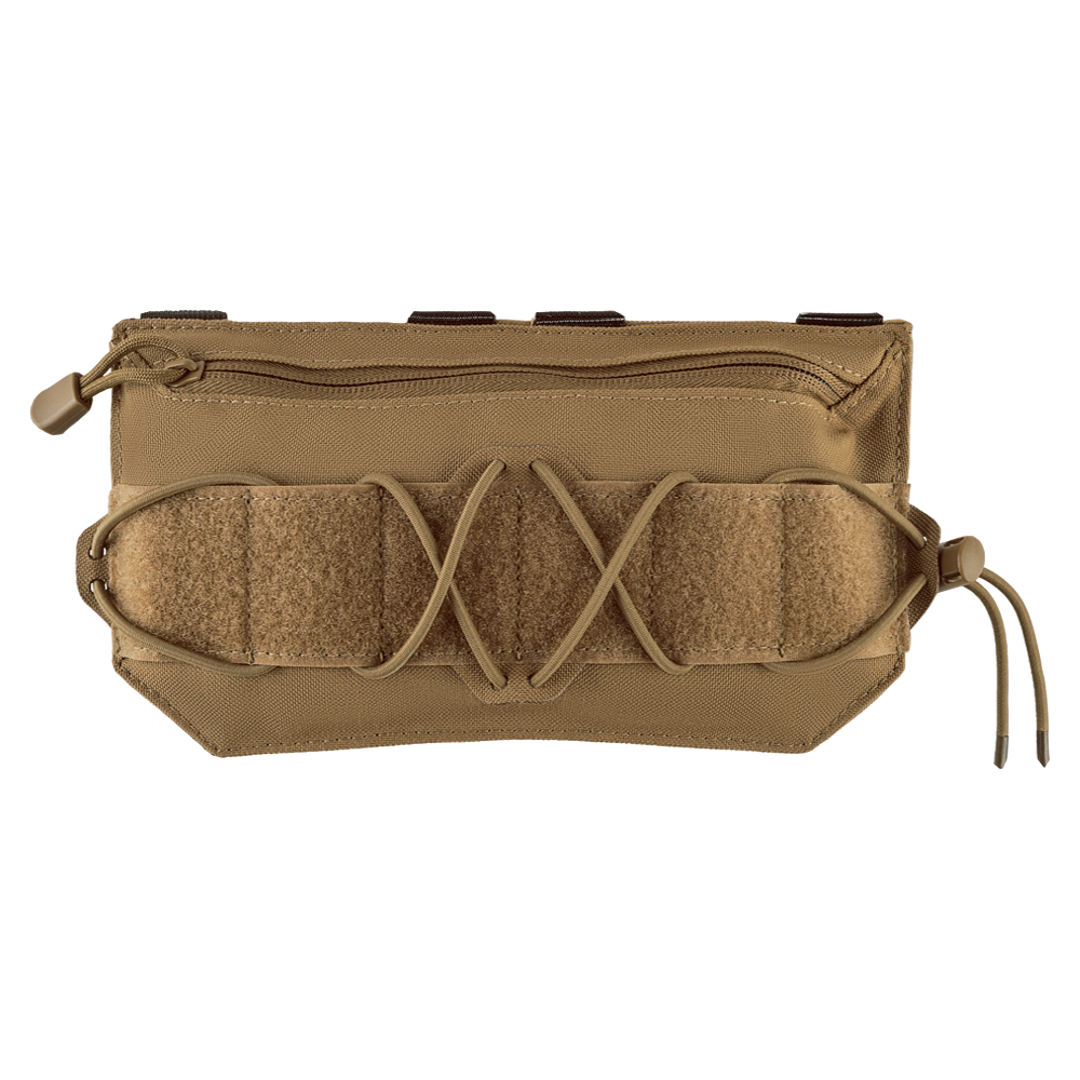 The Condor VA Admin Pouch in coyote brown features a zippered pocket, front bungee cord system, and a hook-and-loop strap on the front.