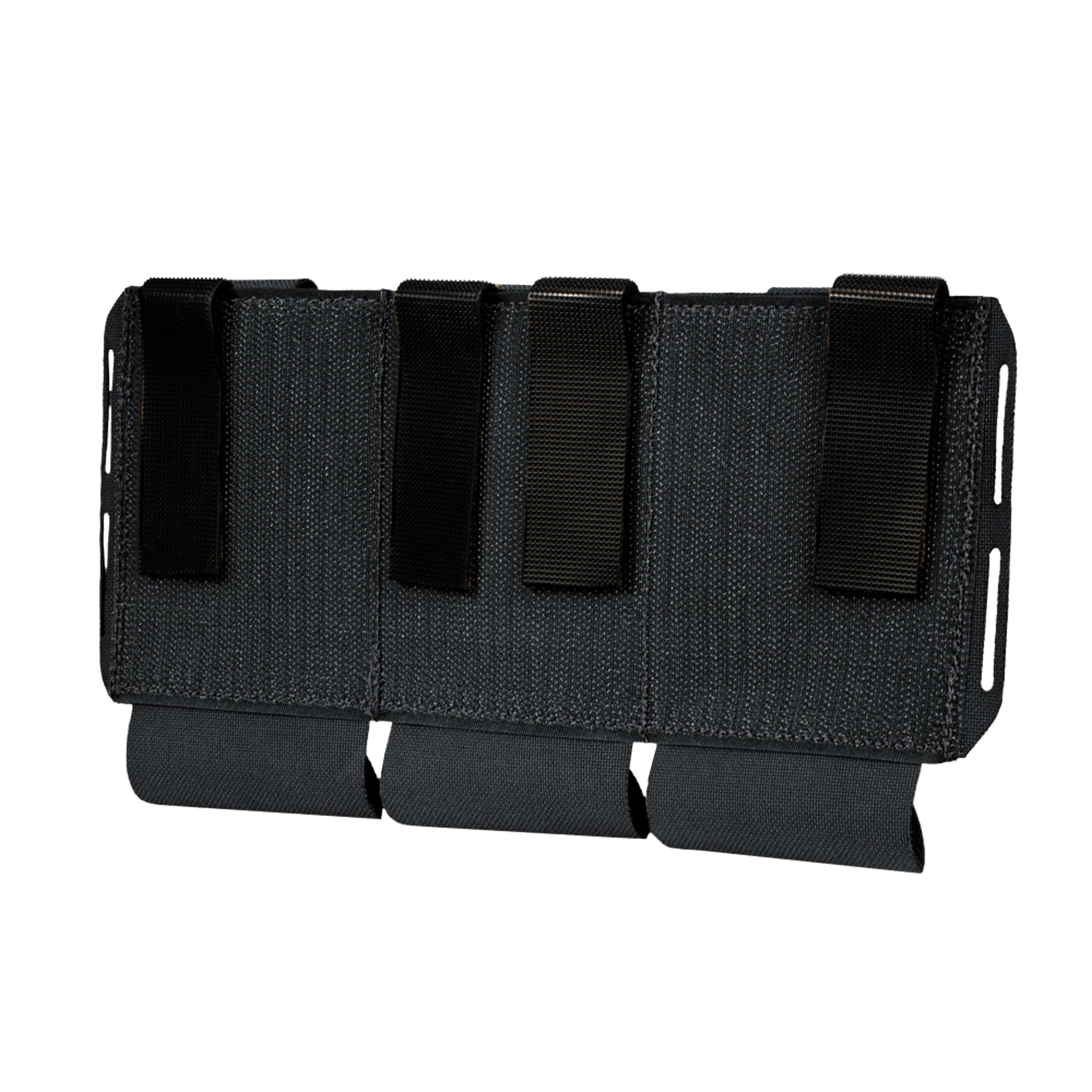 The Condor VAS Flex Placard is a black nylon tactical pouch organizer with four vertical compartments and adjustable straps, shown against a white background.
