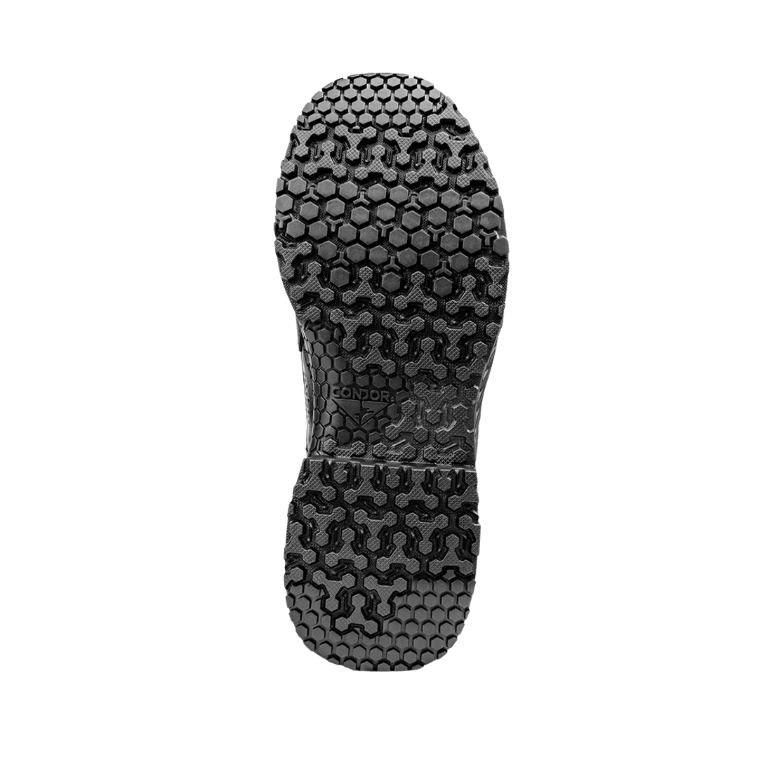 Close-up view of the black rubber sole on the Condor Brigade 8