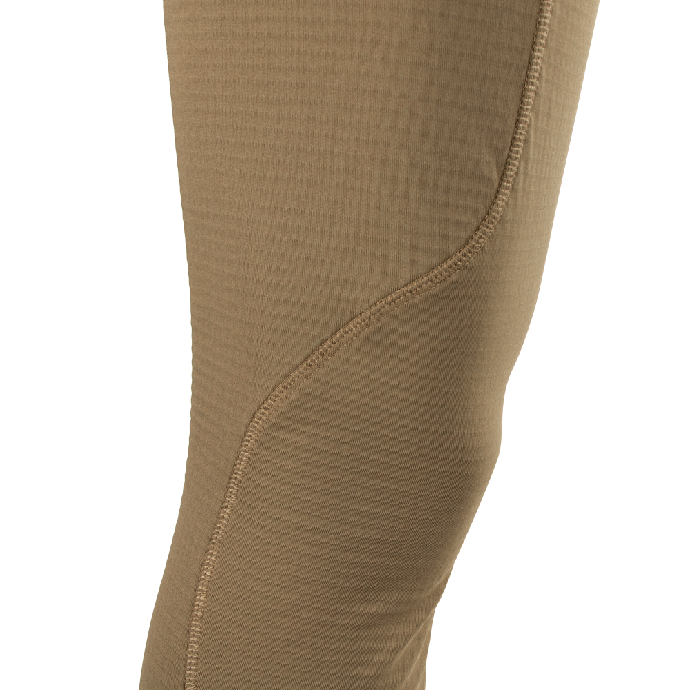 Close-up of Condor Base II Mid-Weight Drawer’s brown textured fabric with diagonal seam stitching—highlighting its rugged durability, perfect for EDC or bushcraft use.