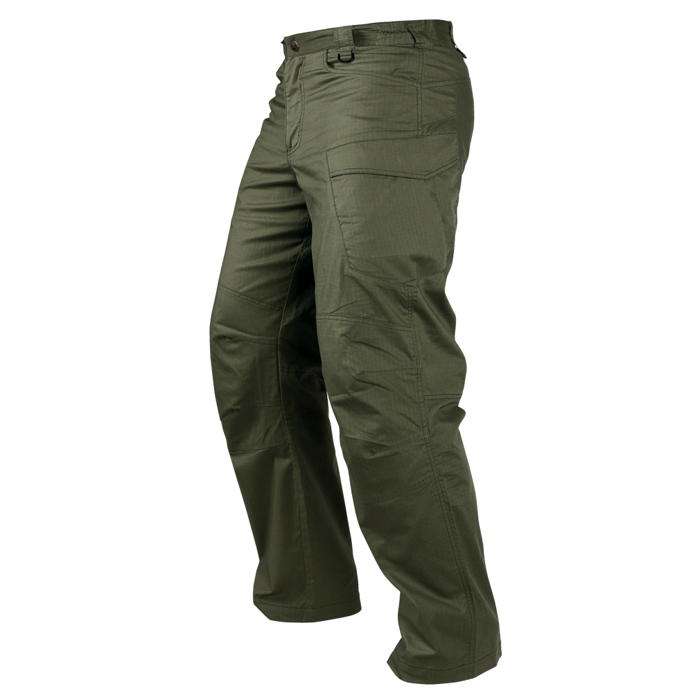 The Condor Stealth Operator Pants in olive green feature multiple pockets, reinforced stitching, and a straight leg cut—perfect for EDC or first responders, shown on a white background.