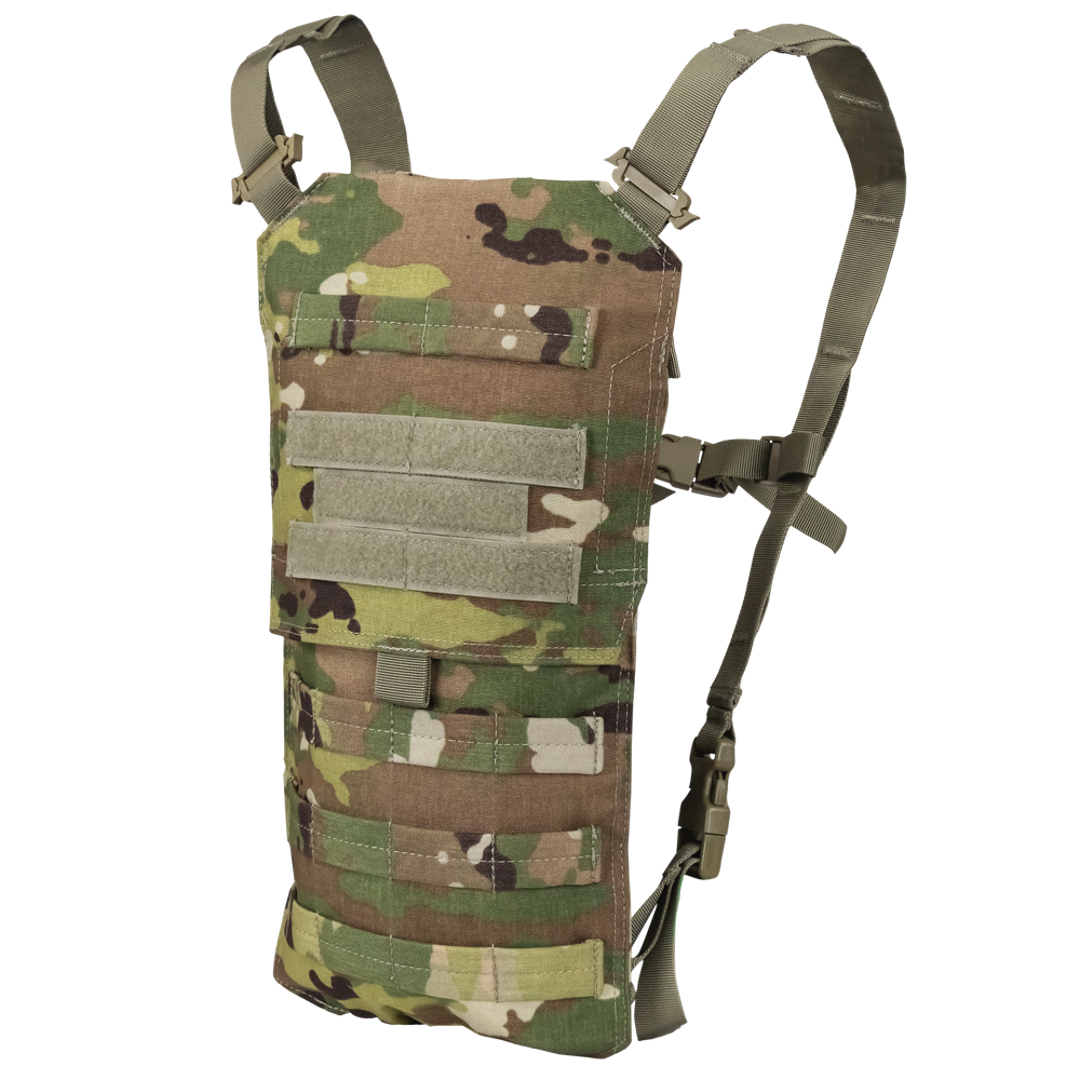 The Condor Oasis Hydration Carrier in Scorpion OCP features adjustable straps and MOLLE webbing, shown on a white background.
