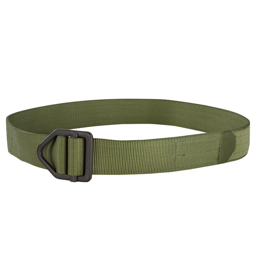The Condor Instructors Belt, featuring green nylon and a black metal buckle, is displayed against a white background.