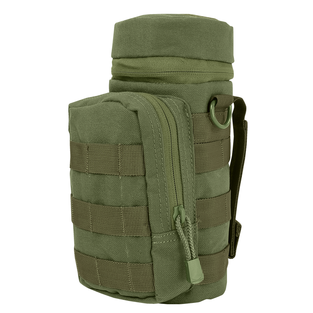 IronSeals 2 Pack Tactical MOLLE Water Bottle Pouch - Mesh Bottom Drawstring Carrier For Backpacks