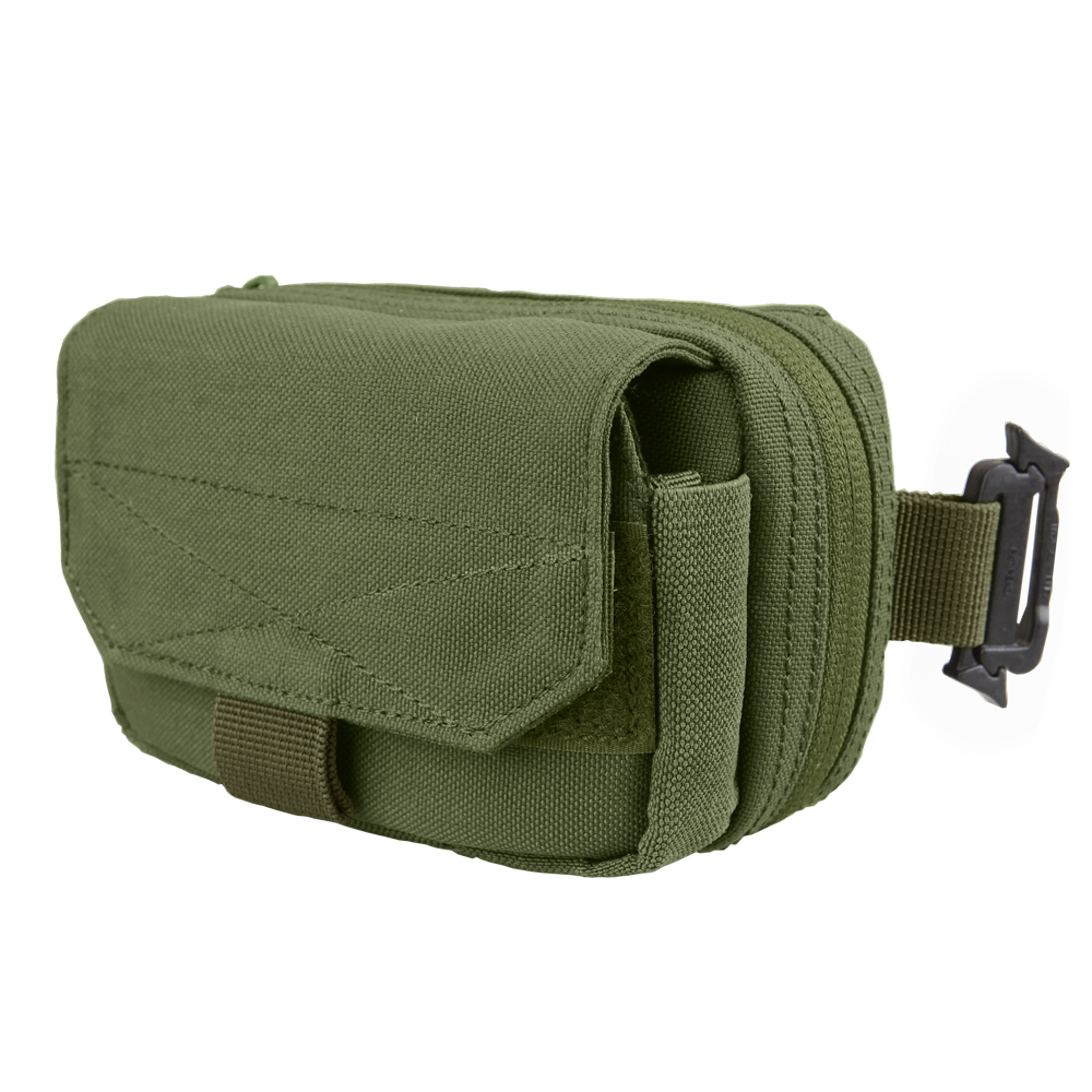 The Condor Digi Pouch | SALE is an olive green tactical pouch featuring a front flap, buckle closure, and multiple compartments, crafted from durable fabric.