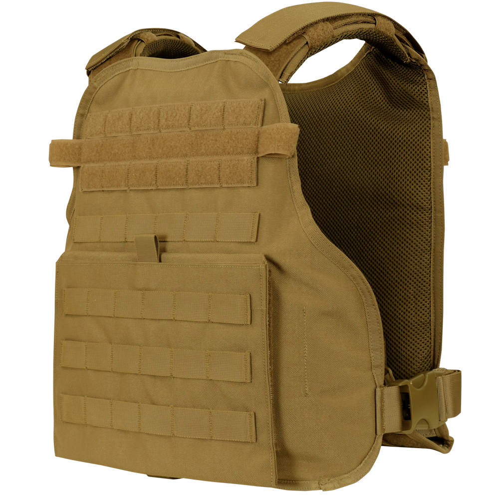 The Condor Modular Operator Plate Carrier Gen II in MultiCam Black features MOLLE webbing and Velcro panels for plate insertion and gear attachment—ideal for military operations or range days.