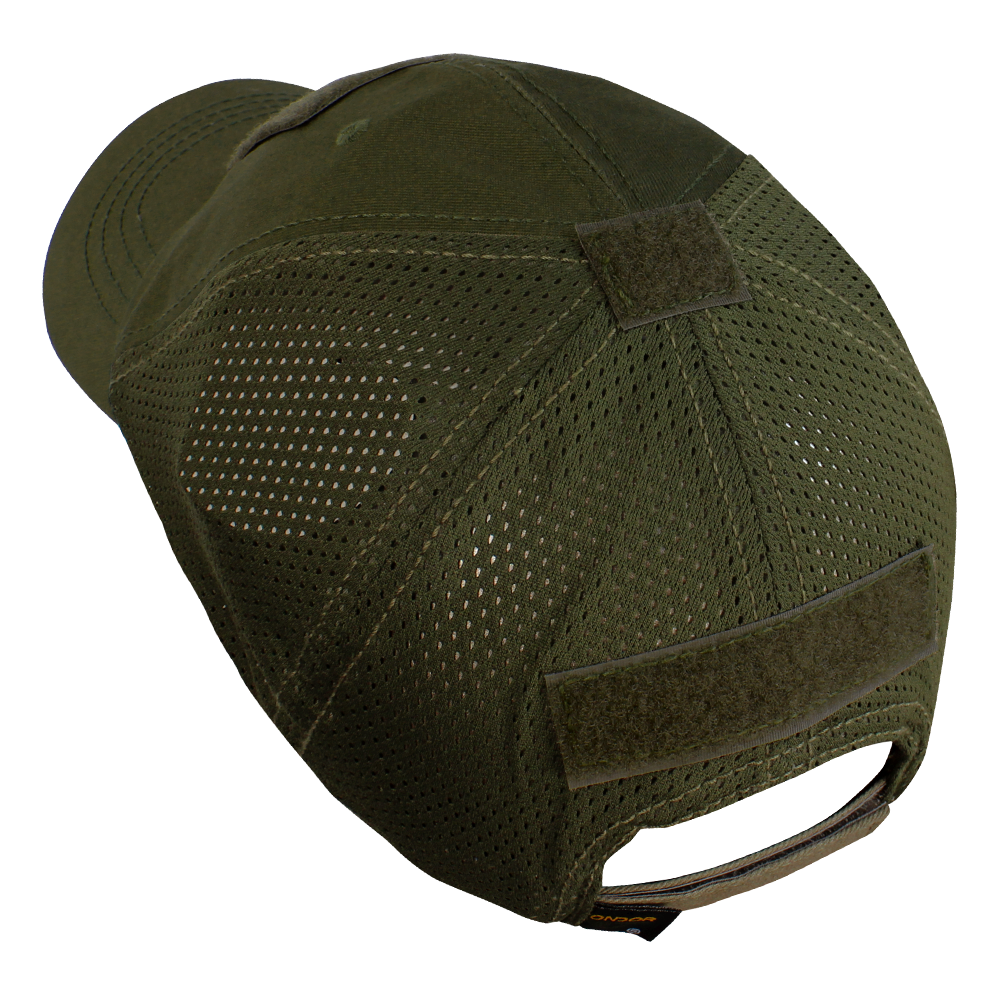 The Condor Tactical Mesh Cap - MultiCam Arid features a breathable mesh back, adjustable strap, and two rectangular Velcro patches—perfect for EDC enthusiasts or First Responders needing customizable ID.
