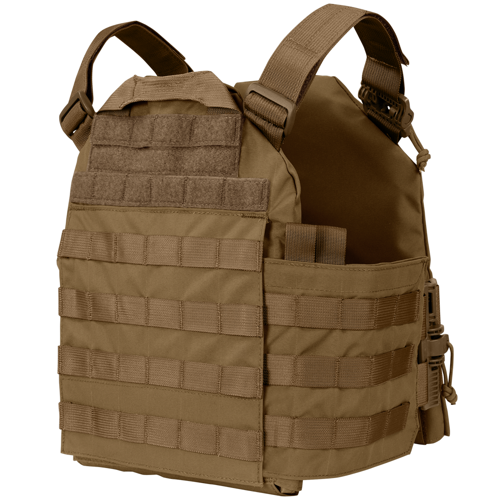 The Condor Cyclone RS Plate Carrier features adjustable shoulder straps, MOLLE webbing, and hook-and-loop panels—ideal for EDC or first responders at the shooting range.