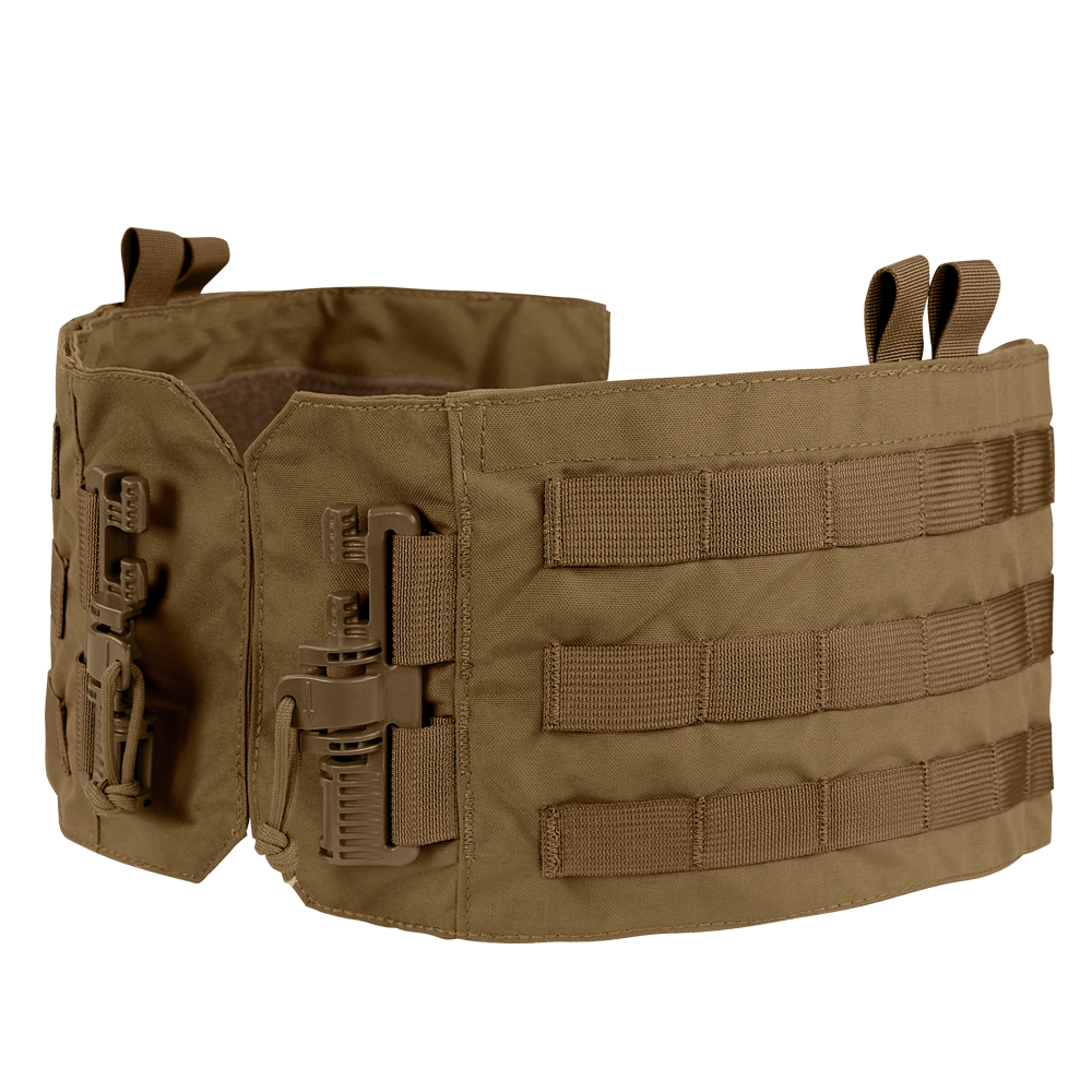 The Condor Cyclone RS Plate Carrier features buckles and webbing for attaching gear, making it ideal for military personnel or EDC use.