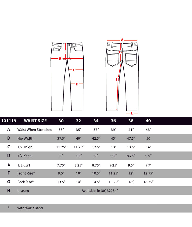 Condor Outdoor Cipher Pants Size Chart