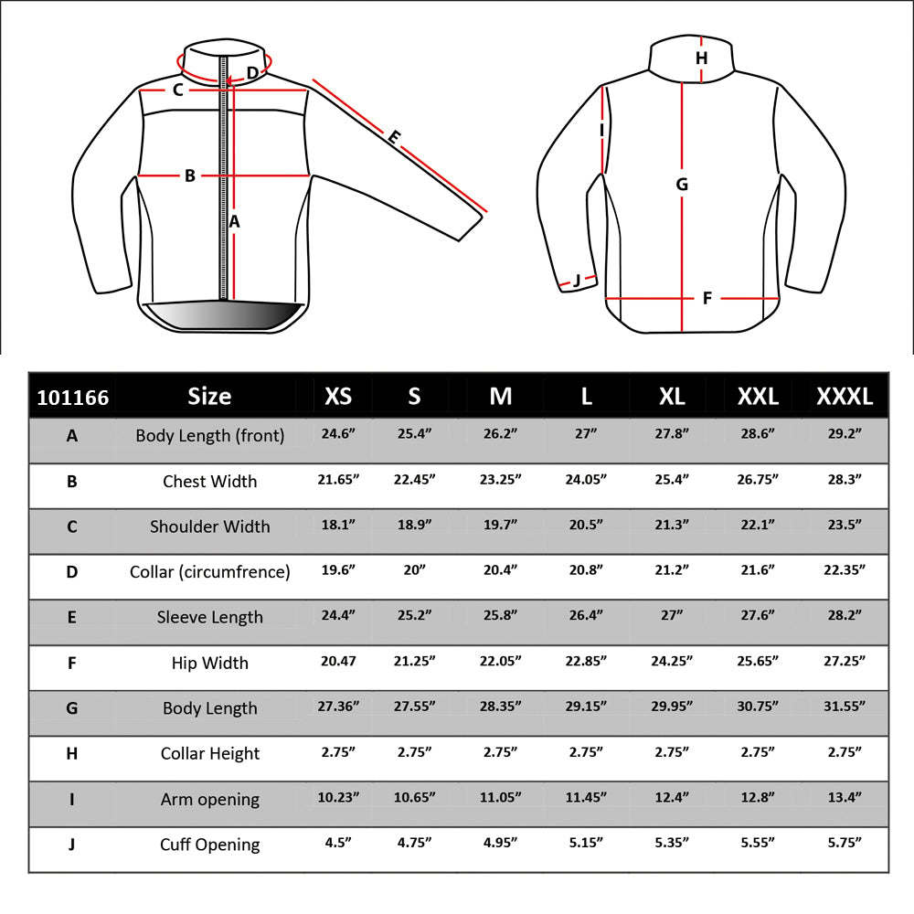 Condor Outdoor Westpac Softshell Jacket Size Chart