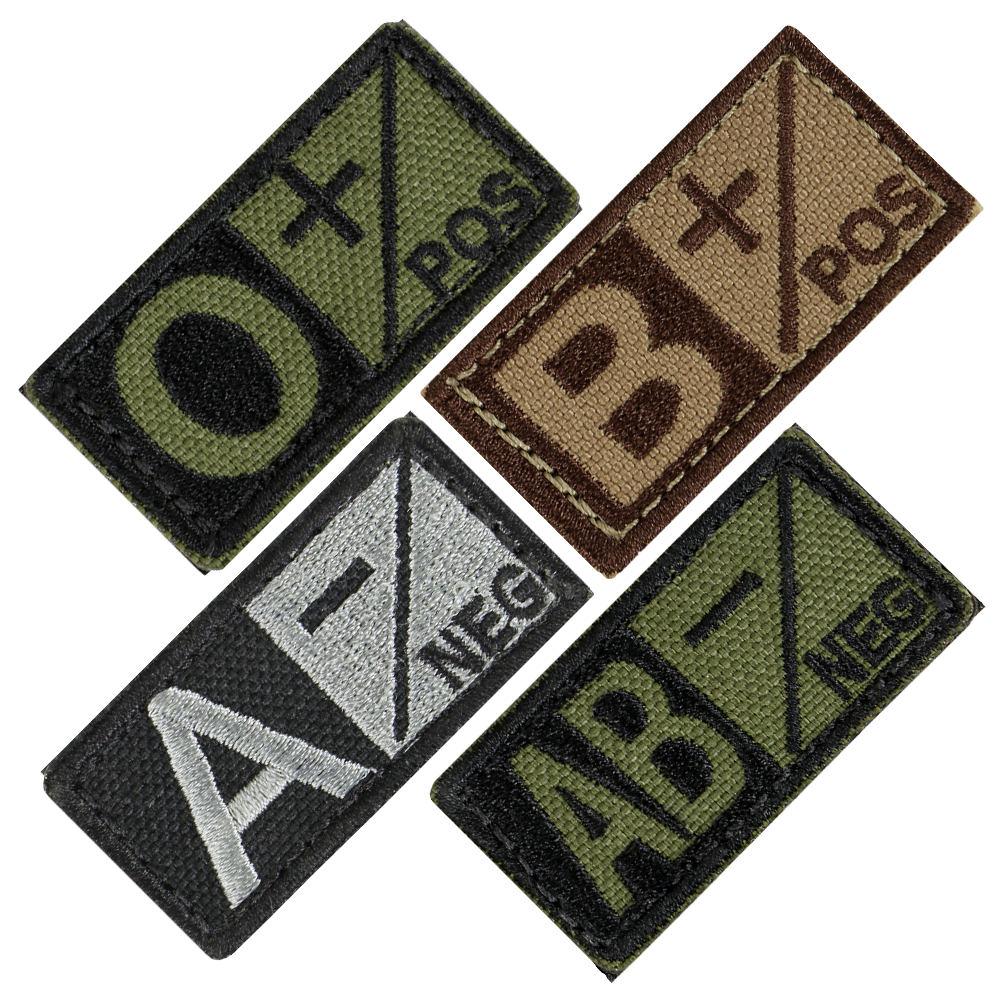 Blood Type O Positive Desert Version A Patch Hook And Loop, Medical Patches, Army Patches