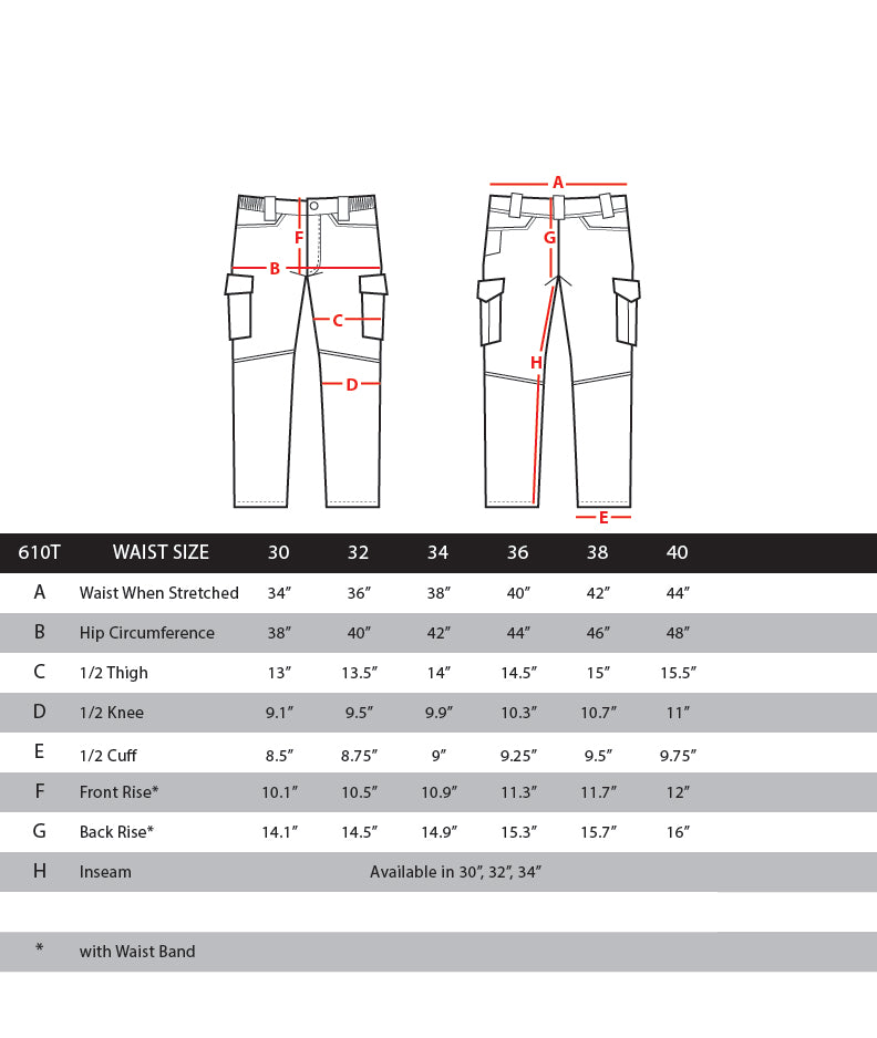 Stealth Operator Pants Size Chart 